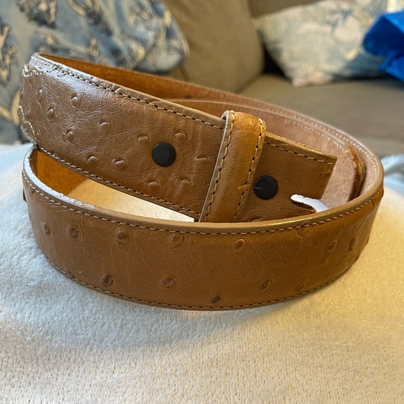 Tony Lama Men - Ostrich Print Western Belt (Brown) 1377L